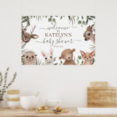 Woodland Greenery Baby shower Welkomstbord Poster (Keuken)