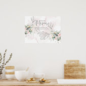 Woodland Greenery Blush Pink Wedding Memorial Poster (Keuken)