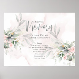 Woodland Greenery Blush Pink Wedding Memorial Poster
