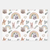 Woodland Greenery | Bosdieren en regenbogen Inpakpapier Vel (Voorkant)