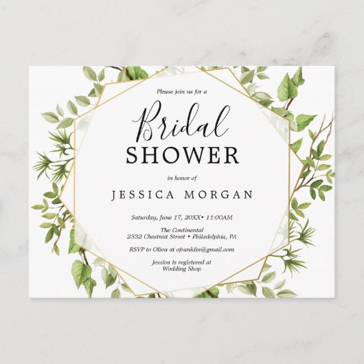 Woodland Greenery Bridal Shower Briefkaart (Voorkant)