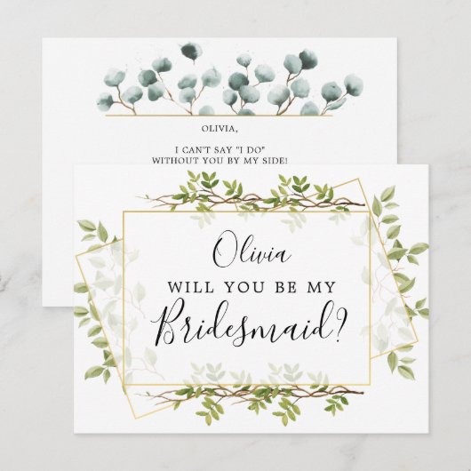 Woodland Greenery Bridesmaid proposal Kaart (Voorkant / Achterkant)