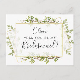 Woodland Greenery Bridesmaid proposal Kaart