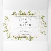 Woodland Greenery bruiloft drievoudige uitnodiging (Binnenkant midden)