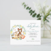 Woodland Greenery Budget Baby shower Uitnodiging (Staand voorkant)