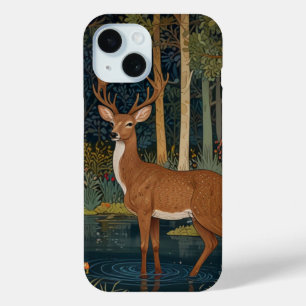Woodland Greenery Design: Boho Rustic Deer iPhone 15 Case