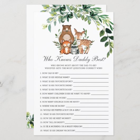 Woodland Greenery die papa het beste schoenspel ke (Voorkant / Achterkant)