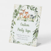 Woodland Greenery Editable Baby shower Reclamebord Met Voetstuk (Voorkant)