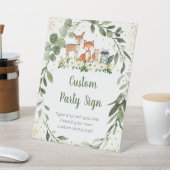 Woodland Greenery Editable Baby shower Reclamebord Met Voetstuk (Insitu)