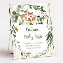 Woodland Greenery Editable Baby shower Sign