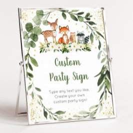 Woodland Greenery Editable Baby shower Sign Poster