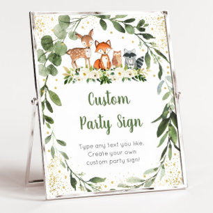 Woodland Greenery Editable Baby shower Sign Poster