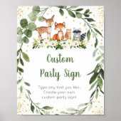 Woodland Greenery Editable Baby shower Sign Poster (Voorkant)