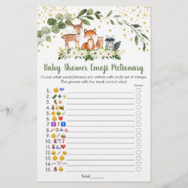 Woodland Greenery Emoji Pictionary Shower Game