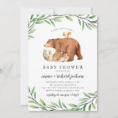 Woodland Greenery Forest Animals Baby shower Kaart (Voorkant)