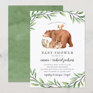 Woodland Greenery Forest Animals Baby shower Kaart