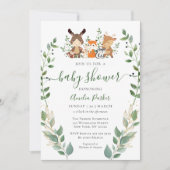 Woodland Greenery Forest Animals Baby shower Kaart (Voorkant)