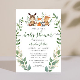 Woodland Greenery Forest Animals Baby shower Kaart