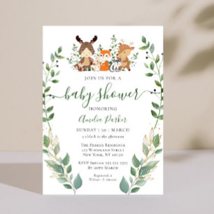 Woodland Greenery Forest Animals Baby shower Kaart