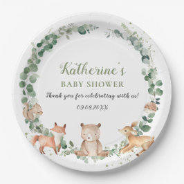 Woodland Greenery Gender Neutral Baby shower  Papieren Bordje