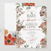 Woodland Greenery Girl Baby shower Kaart (Voorkant / Achterkant)