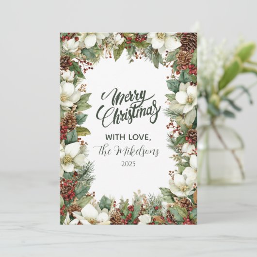 Woodland Greenery Holiday Gathering Feestdagenkaart (Staand voorkant)