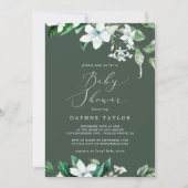 Woodland Greenery | Hunter Green Baby shower Kaart (Voorkant)