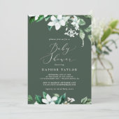 Woodland Greenery | Hunter Green Baby shower Kaart (Staand voorkant)