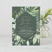 Woodland Greenery | Hunter Green Bridal Luncheon Kaart (Staand voorkant)