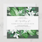 Woodland Greenery | Hunter Green Square Wedding Kaart (Voorkant)