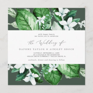 Woodland Greenery   Hunter Green Square Wedding Kaart