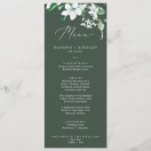 Woodland Greenery Hunter Green Wedding Dinner Menu (Voorkant)