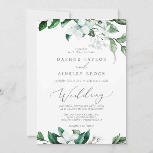 Woodland Greenery in één bruiloft Kaart (Voorkant)