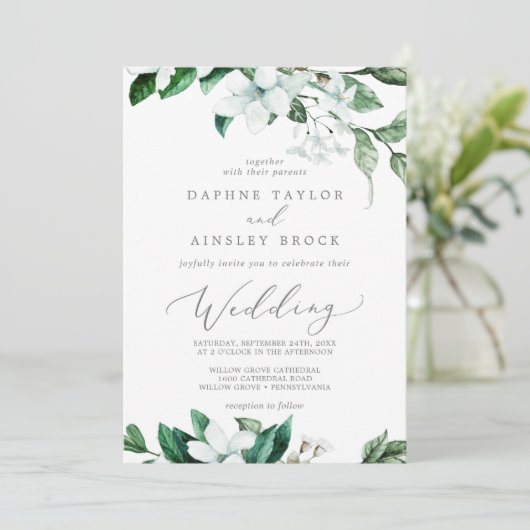 Woodland Greenery in één bruiloft Kaart (Staand voorkant)