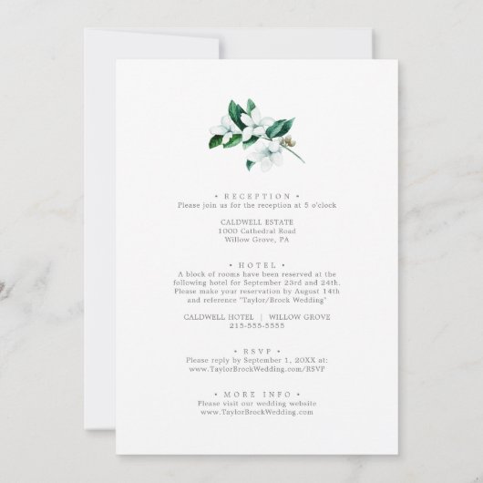 Woodland Greenery in één bruiloft Kaart (Achterkant)