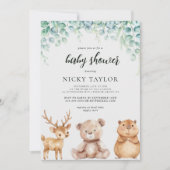 Woodland Greenery Leuk Dier Baby shower Kaart (Voorkant)
