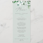 Woodland Greenery | Mint Green Wedding Dinner Menu (Voorkant)