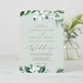 Woodland Greenery | Mint Green Wedding Kaart (Staand voorkant)