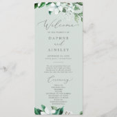 Woodland Greenery | Mint Green Wedding Programme Programmakaart (Voorkant)