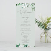 Woodland Greenery | Mint Green Wedding Programme Programmakaart (Staand voorkant)