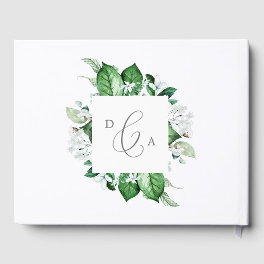 Woodland Greenery Monogram Back Wedding Gastenboek (Achterkant)
