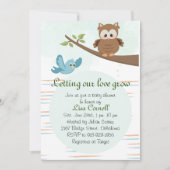 Woodland Greenery Owl Boy Baby shower Invitation Kaart (Voorkant)