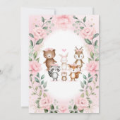  Woodland Greenery Pink Floral Baby shower Kaart (Achterkant)