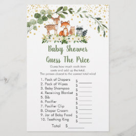 Woodland Greenery raadt het prijsspel Baby shower