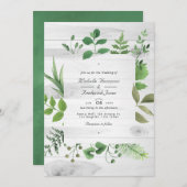 Woodland Greenery Rustic QR Code RSVP Weddenschap Kaart (Voorkant / Achterkant)