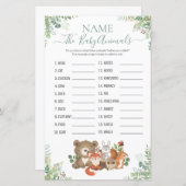 Woodland Greenery Shower Baby Animal Name Game (Voorkant / Achterkant)