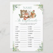 Woodland Greenery Shower Baby Animal Name Game (Voorkant / Achterkant)