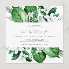 Woodland Greenery Square Wedding Invitation Kaart