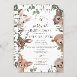 Woodland Greenery Virtual Baby shower Kaart