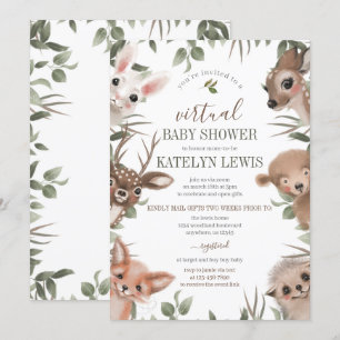 Woodland Greenery Virtual Baby shower Kaart
